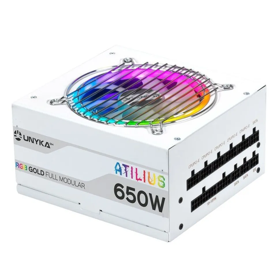 UNYKAch Atilius 650W RGB 90% Full Modular Blanca