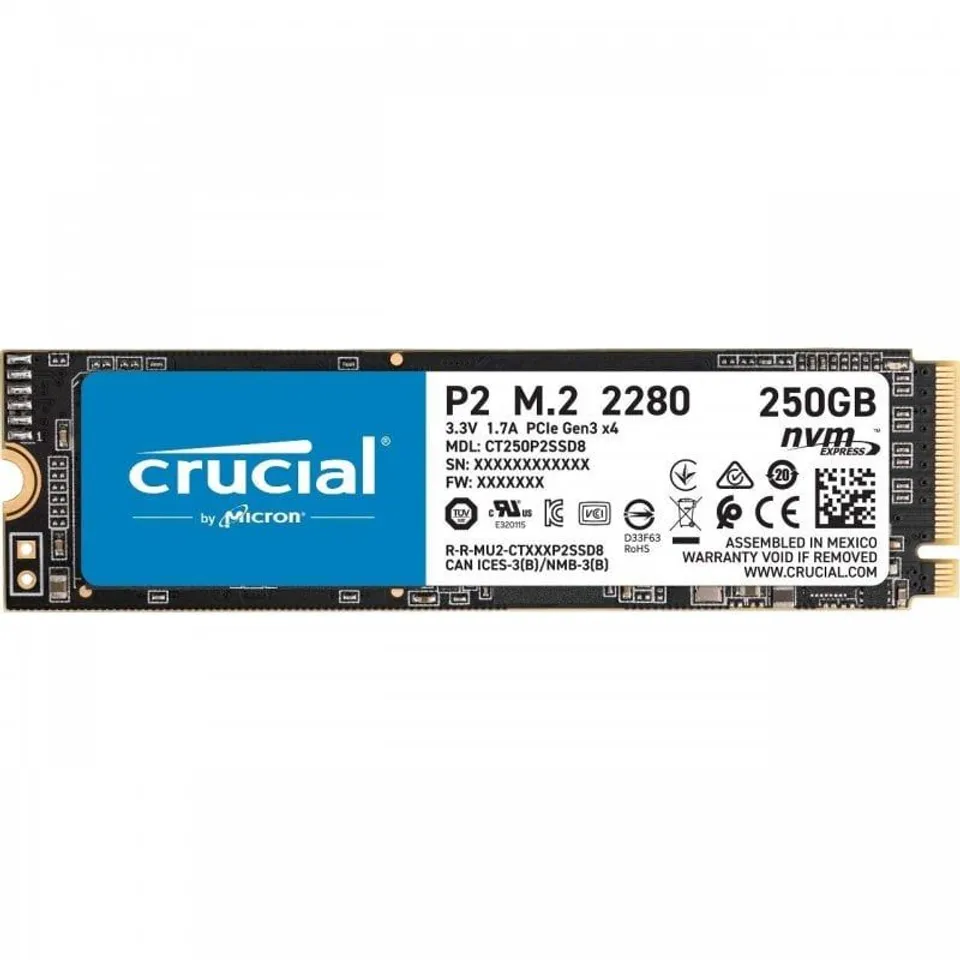 Crucial P2 250GB M.2 2280 NVMe PCIe Gen3 x4 SSD