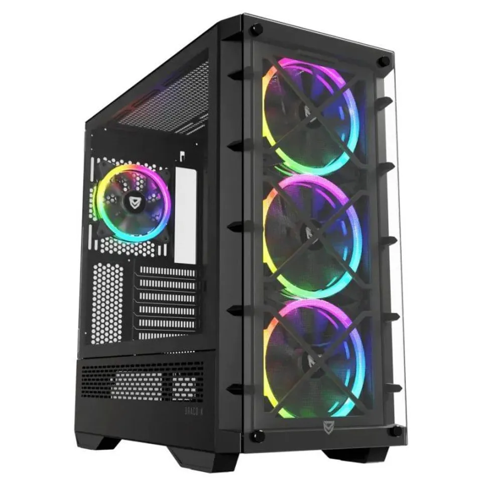 Nfortec Draco X Torre ATX A-RGB con 4 Ventiladores Cristal Templado USB 3.2 soporte GPU negra