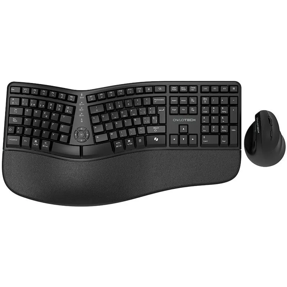 Owlotech EMK500 Combo Teclado y Ratón Inalámbrico Ergonómico Negro