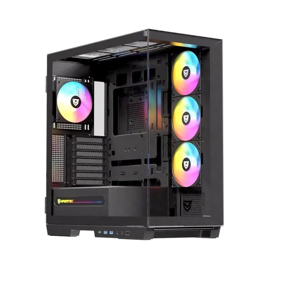 Nfortec Ursa ARGB Torre E-ATX Doble Templado USB-C Negra