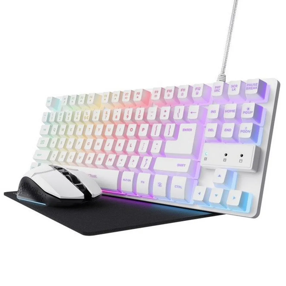 Trust GXT 794W TKL RGB Blanco/Ratón RGB/Alfombrilla Negra