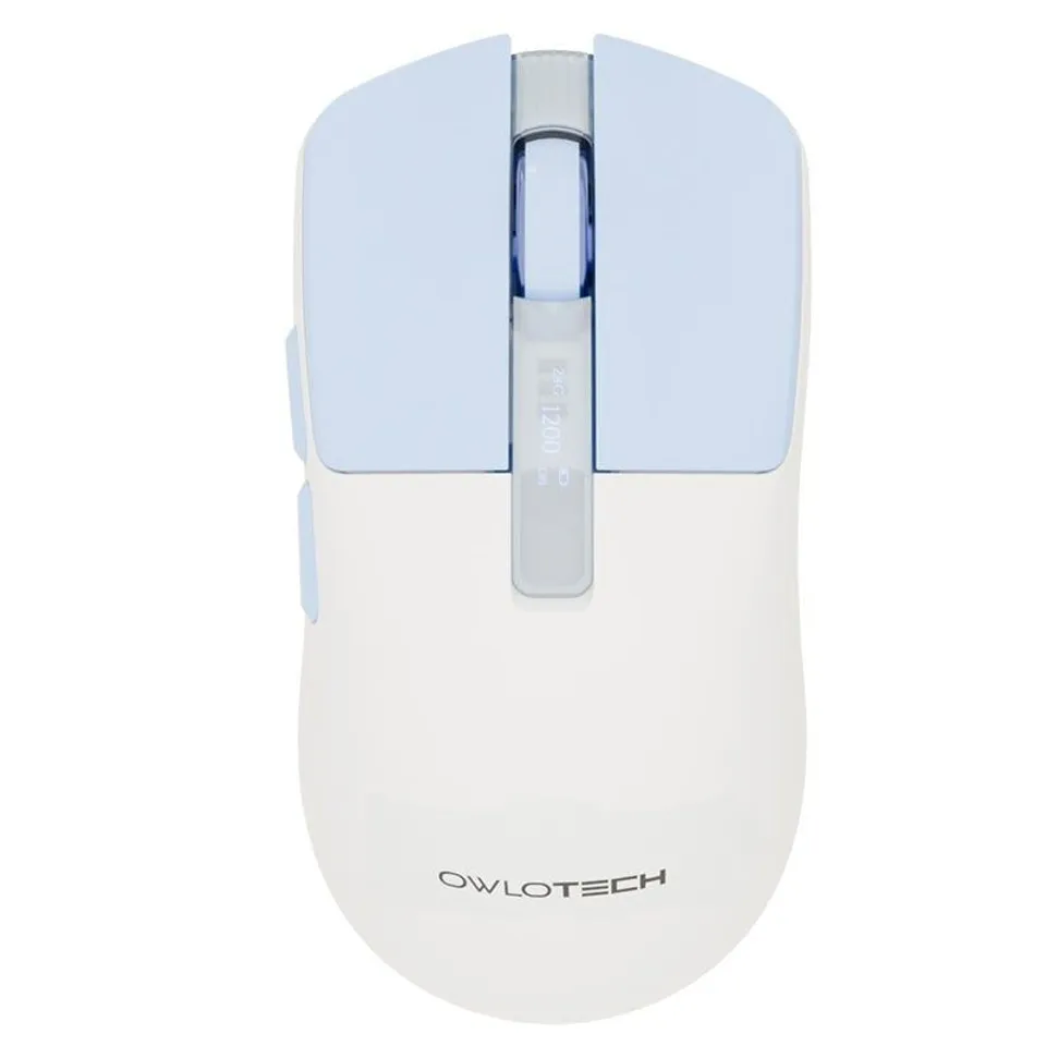 Owlotech M95 Ratón Wireless Display OLED Blanco
