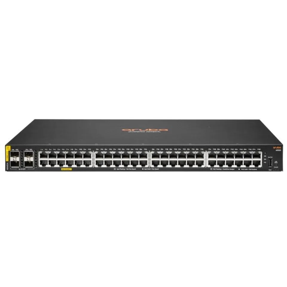 HPE Aruba 6000 48G Class4 Switch Gestionado L3 48 Puertos Gigabit 4 SFP PoE 370W
