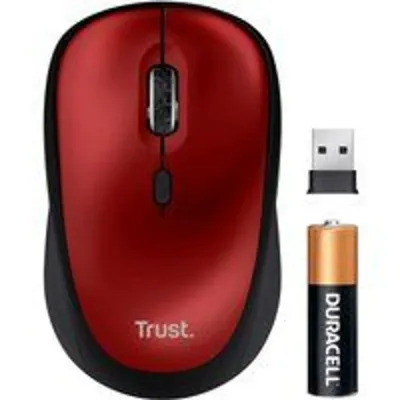 Ratón Trust Wireless 1600 DPI Silencioso Reciclado Rojo Mano Derecha Compacto