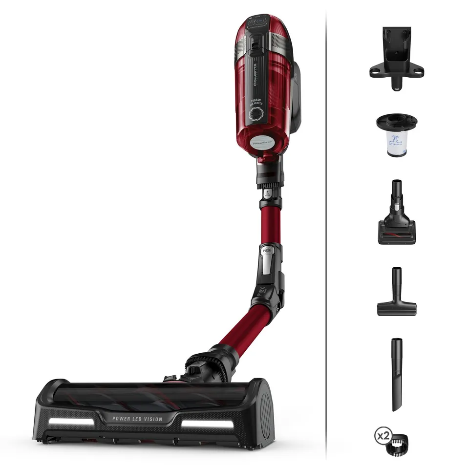 Rowenta RH98A9 Aspiradora escoba 2 en 1 Batería Secar Sin bolsa 0,9 L 320 W Rojo, Gris