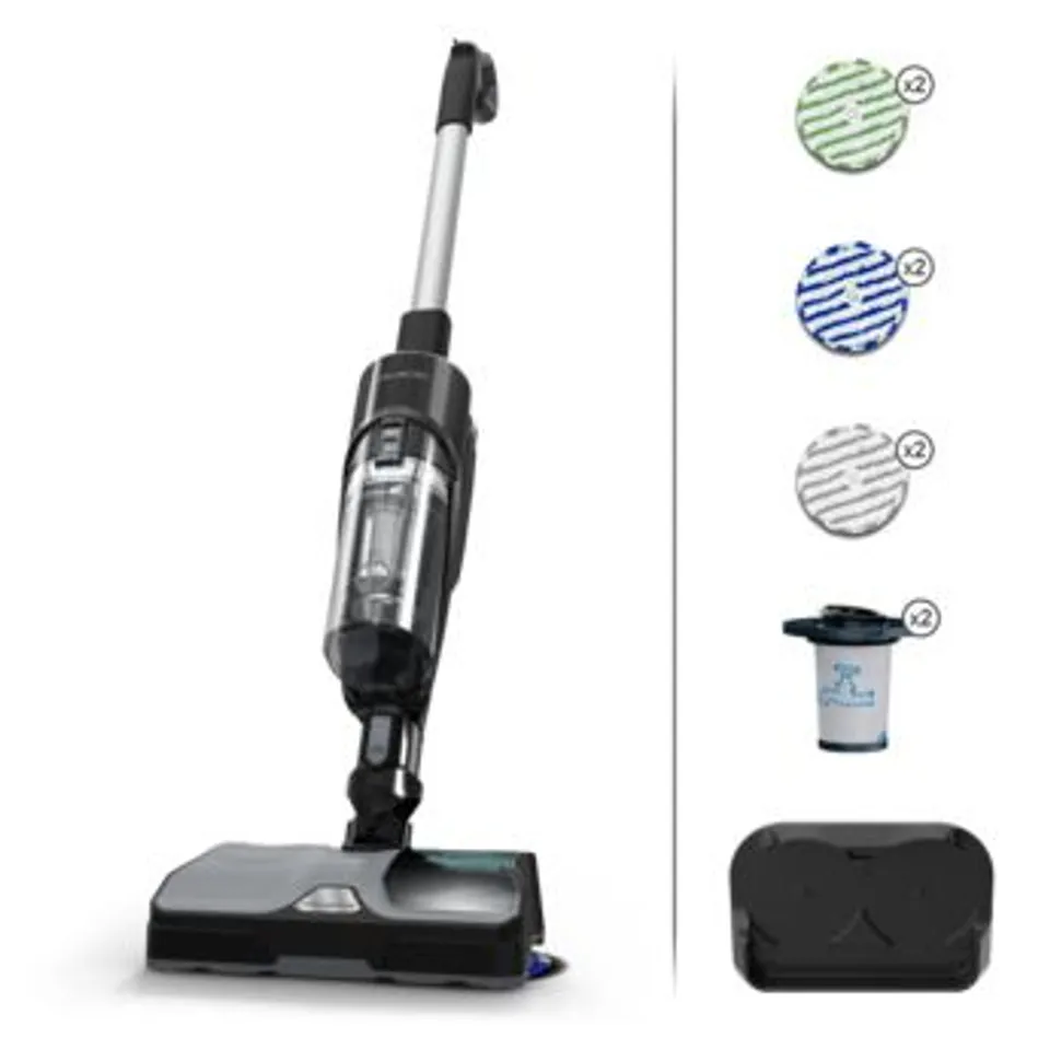 Rowenta X-COMBO ALLERGY GZ3039WO aspiradora de pie y escoba eléctrica Aspiradora vertical Batería Seca y húmeda Sin bolsa 0,55 L Negro, Azul