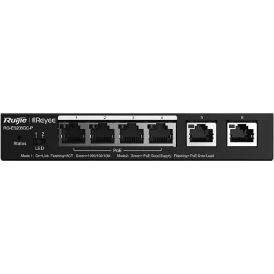 Ruijie Networks RG-ES206GC-P Switch 6 Puertos Gigabit Ethernet PoE