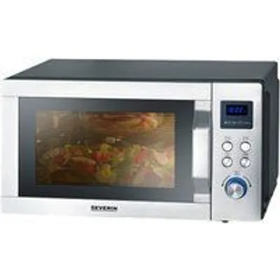 Severin MW 7777 Microondas 3 en 1 Base de Cristal de Grill y Convección 25L 900W Acero Inoxidable