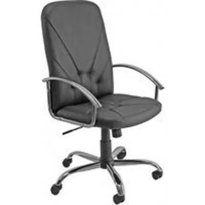 Silla de oficina UNISIT Dante PC Asiento y Respaldo Acolchados Imitación Piel Negra Ajuste Altura 12cm Reposabrazos Rígidos Base Cromo