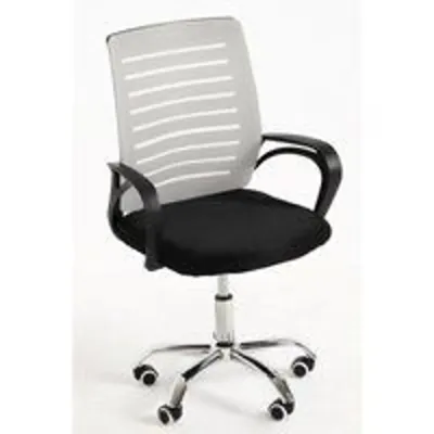 Silla de oficina Visi respaldo fijo curvado tela negro o gris altura ajustable ruedas