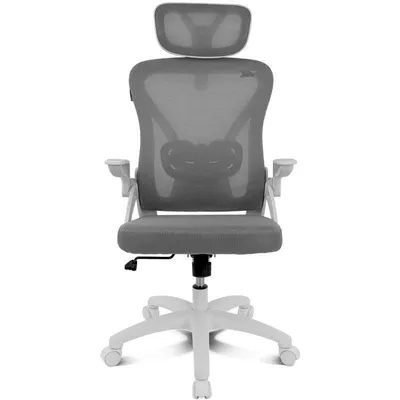 Silla ergonómica DRAIR35 estructura blanca, respaldo de malla, asiento gris, 120 kg