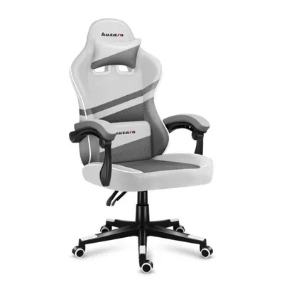 Silla gaming Huzaro FORCE 4.4 ergonómica racing 130 kg tela gris/blanca