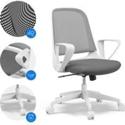 Silla oficina Sense7 Sopty reposabrazos móviles malla respaldo base nylon 120kg blanco