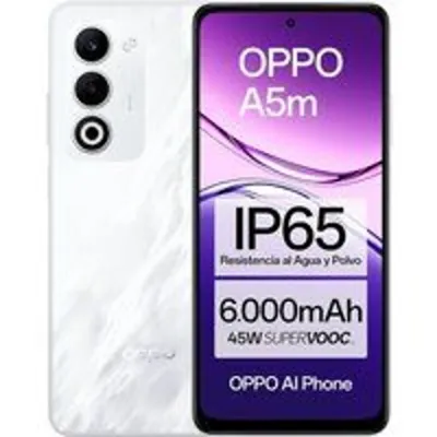 Smartphone OPPO A5m 8GB 256GB 6.67" HD+ IP65 Snapdragon 6s Batería 6000mAh Carga Rápida 45W Blanco