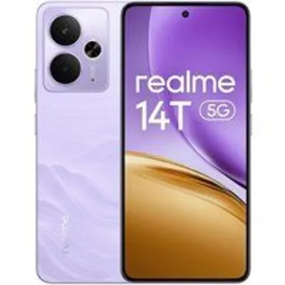 Smartphone Realme 14T 8GB 256GB 5G AMOLED 120Hz Batería 6000mAh Carga 45W Doble SIM Púrpura