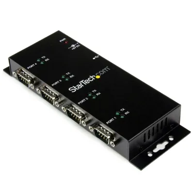 StarTech.com Concentrador Adaptador RS232 USB DB9 4 Puertos Riel DIN Pared