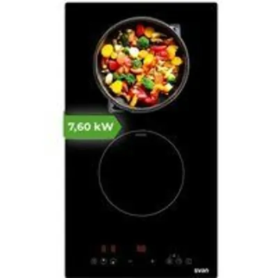 Svan SI2301 Placa Inducción 2 Zonas Control Táctil Cristal Negro 59 cm 3500W