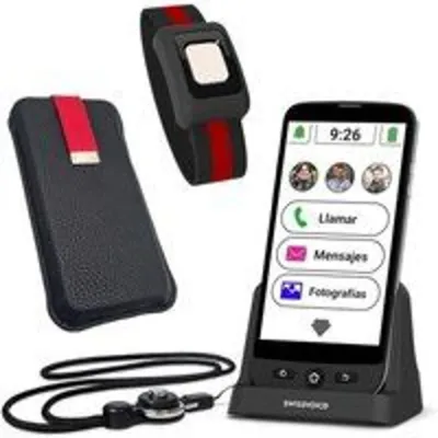 Swissvoice S510-C Teléfono Smartphone Fácil de Usar para Personas Mayores con Pulsera SOS y Funda