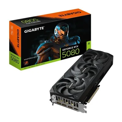 GIGABYTE GeForce RTX 5080 WINDFORCE SFF 16G Tarjeta Gráfica - 16GB GDDR7, 256 bits, PCI-E 5.0, 2617 MHz Core Clock, 3 x DisplayPort, 1 x HDMI, GV-N5080WF3-16GD