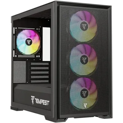 Tempest Stronghold ARGB M-ATX Gabinete Cristal Templado USB 3.0 Negra