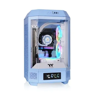 Thermaltake Mini Tower SPCC Azul Mini-ITX con LCD y Ventana