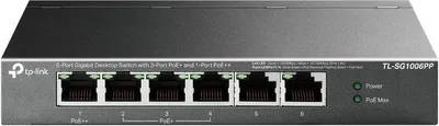 TP-Link TL-SG1006PP switch No administrado Gigabit Ethernet (10/100/1000) Energía sobre Ethernet (PoE) Gris