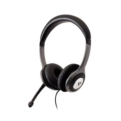V7 HU521-2EP Auriculares Alámbricos Diadema Negro/Plata