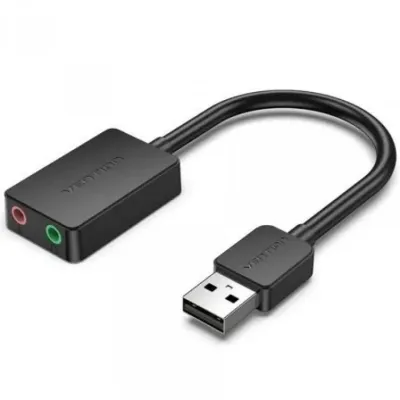 Vention Tarjeta de Sonido Externa USB 2 Puertos 0.15m Negro