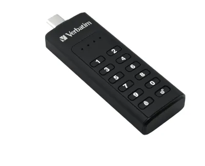 Verbatim Keypad Secure - Unidad USB-C de 128 GB Cifrada con un teclado integrado de acceso - Negro