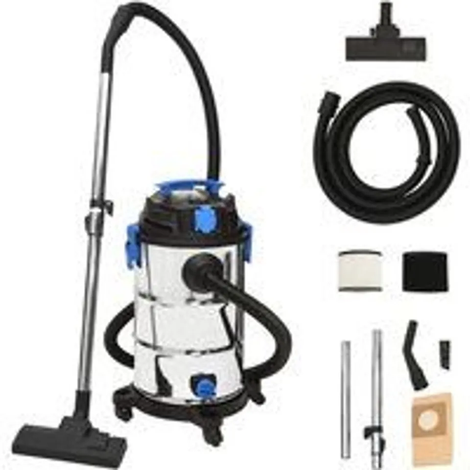 Vidaxl Aspirador En Seco Y Húmedo Plateado 1200 W 30 L