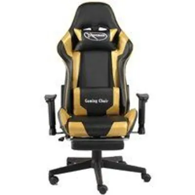 VidaXL Elite Silla Gaming con Reposapiés Dorado