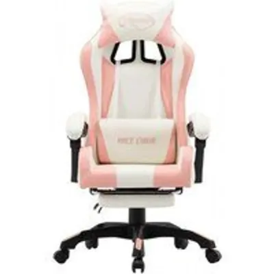 VidaXL Silla Gaming con Reposapiés Cuero Sintético Rosa/Blanco