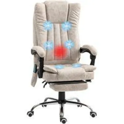 Vinsetto Silla De Masaje Reclinable Con 6 Puntos De Masaje Crema