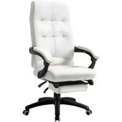 Vinsetto Silla de Oficina Función de Inclinación Reposapiés 65x65x125 cm Blanca