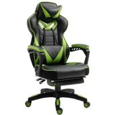 Vinsetto Silla Ergonómica con Reposapiés Verde/Negra