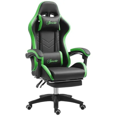 Vinsetto Silla Gaming De Cuero Pu Reclinable 135° Altura Ajustable Negro Y Verde