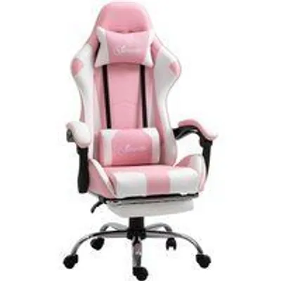 Vinsetto Silla Gaming Reclinable Reposacabezas Reposapiés 64x67x119-127 Cm Rosa