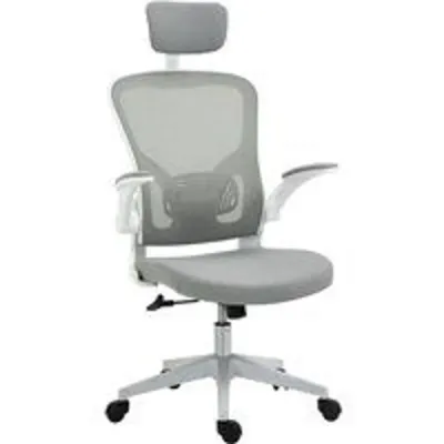 Vinsetto Silla Oficina Altura Ajustable de 114-122cm Reposabrazos Plegable Gris